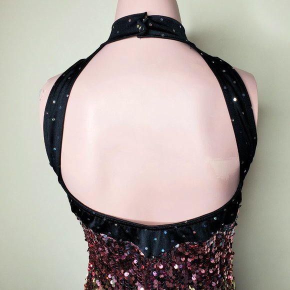 Sequin Mini Dress | Backless Halter Rose Gold | Small - Picture 4 of 14